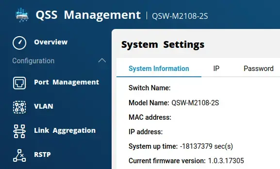 On a switch admin page 'System up time: -18137379 sec(s)' shown.